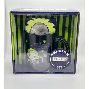 Beetlejuice Mug And Sock Gift Set 11oz Cup Sock Size 8-12